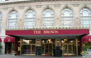 The Brown Hotel's impressive entrance.