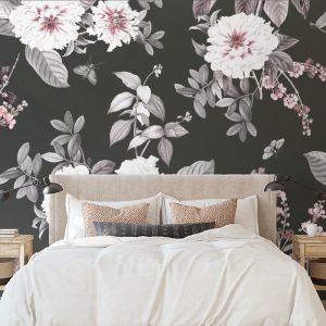 Large floral pattern wallpaper