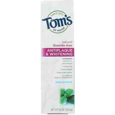 TOMS OF MAINE: Fluoride Free Antiplaque & Whitening Toothpaste Peppermint, 5.5 Oz