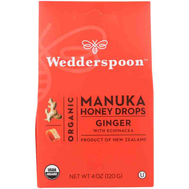 WEDDERSPOON: Organic Manuka Honey Drops Ginger, 4 oz